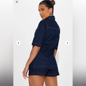 Dark Blue Denim Two-Piece Set